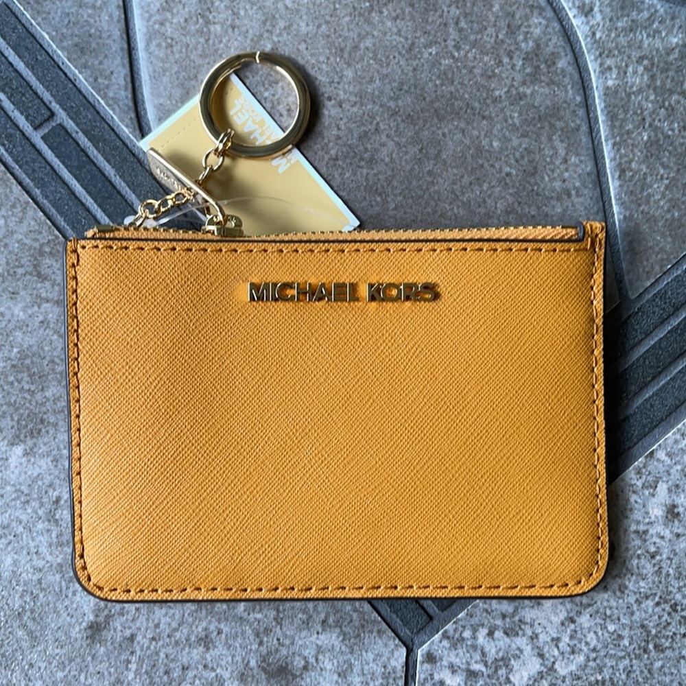 Michael Kors Jet Set Travel Marigold Small Top Zip Coinpouch with ID Key Holder - Picture 1 of 16